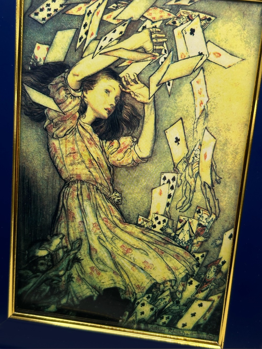 Alice in Wonderland: Arthur Rackham “Whole pack in the air” 5x7 Framed Art Print